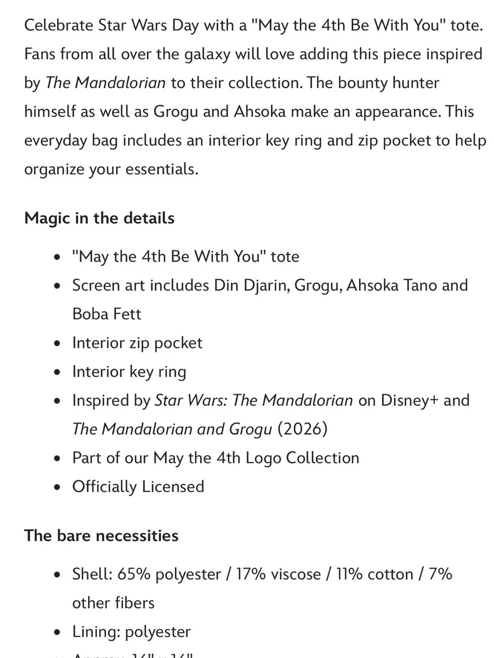 Star Wars Day - May The 4th Be WithYou , Black Graphic Tote Bag , Disney